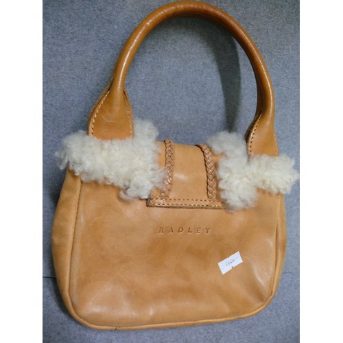 7 - RADLEY, SMALL LEATHER AND SHEEPSKIN BAG