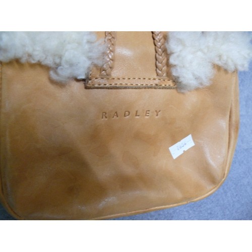 7 - RADLEY, SMALL LEATHER AND SHEEPSKIN BAG