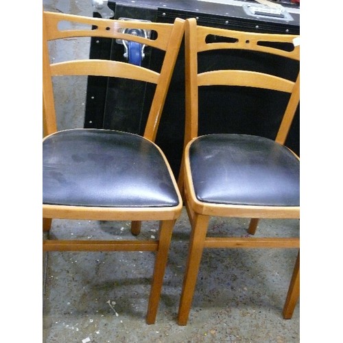 485 - PAIR OF 1950'S KITCHEN CHAIRS WITH BLACK VINYL SEATS