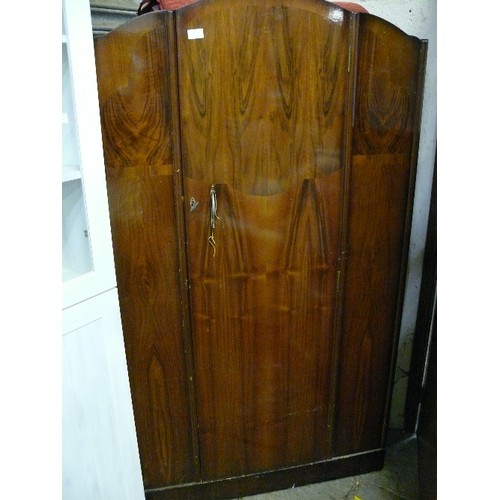 496 - LOVELY EXAMPLE OF A 1960'S GENTS WARDROBE WITH INTERNAL SHELF AND STUD TRAY (HAS KEY)