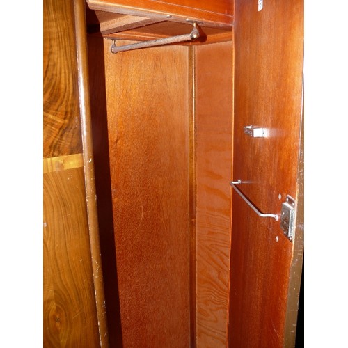 496 - LOVELY EXAMPLE OF A 1960'S GENTS WARDROBE WITH INTERNAL SHELF AND STUD TRAY (HAS KEY)