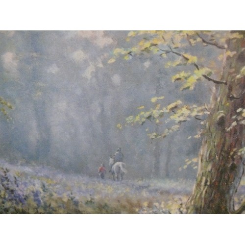 499 - LIMITED EDITION 160/500 PRINT BY JAMES D PRESTON, BLUEBELL WOOD, FRAMED AND GLAZED