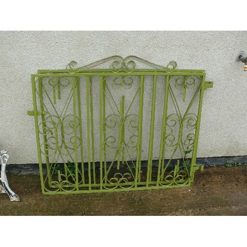 508 - PAIR OF GREEN WROUGHT IRON SCROLLED GATES