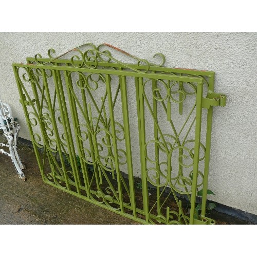 508 - PAIR OF GREEN WROUGHT IRON SCROLLED GATES