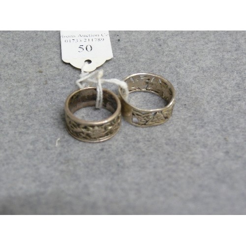 50 - TWO SILVER RINGS BOTH ETHNIC DESIGN