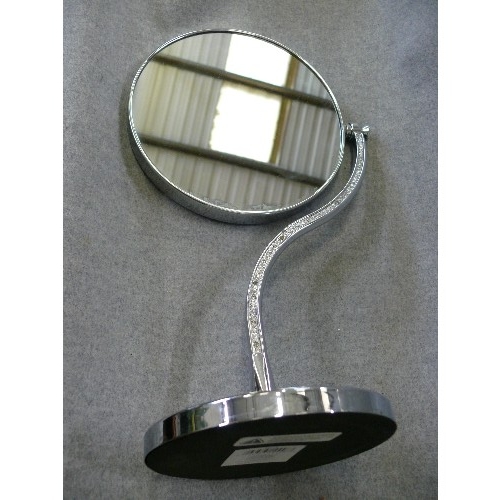 116 - A DECORATIVE SHAVING MIRROR WITH DIAMONTE DETAIL