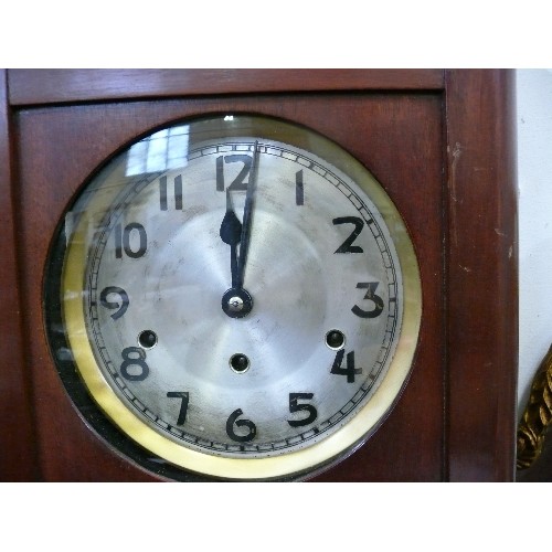 122 - A MAHOGANY WESTMINSTER CHIME WALL CLOCK