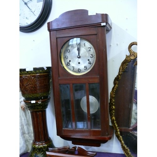 122 - A MAHOGANY WESTMINSTER CHIME WALL CLOCK