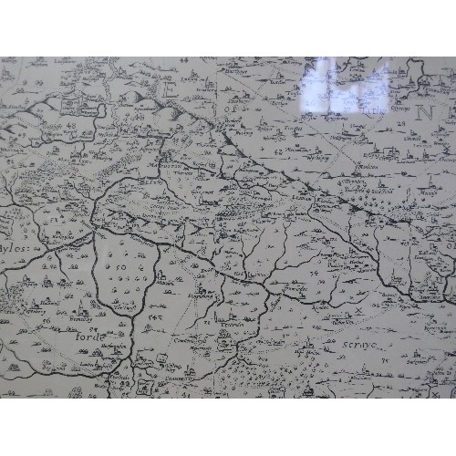 193A - SYMONSON'S MAP OF KENT, A PUBLISHED BY STENT 1650, FRAMED AND GLAZED