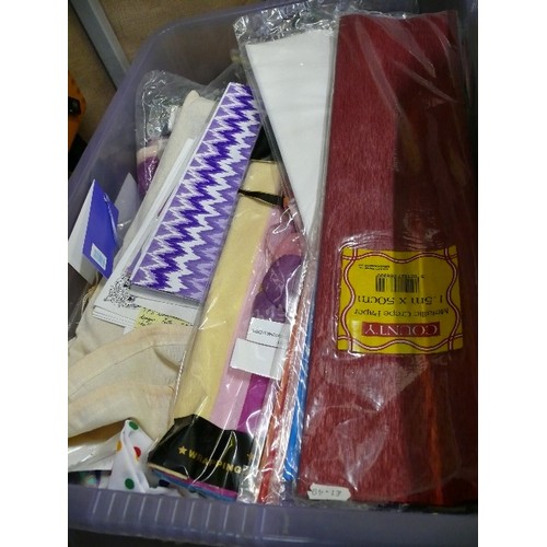 287 - A LARGE BOX OF CRAFTING, NEW CREPE PAPER ETC