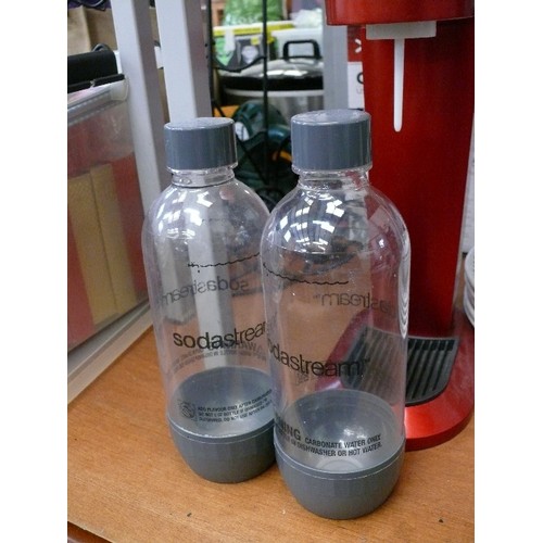 290 - A RED SODASTREAM WITH ORIGINAL BOTTLES