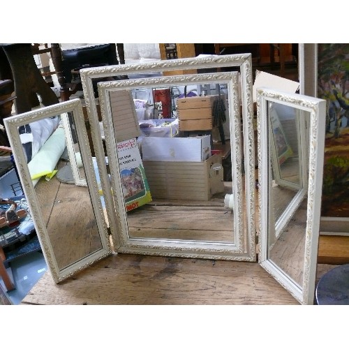 381 - WHITE PAINTED TRIPLE DRESSING TABLE MIRROR