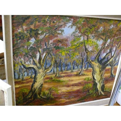 382 - AN OIL PAINTING OF A FOREST SIGNED BY ARTIST