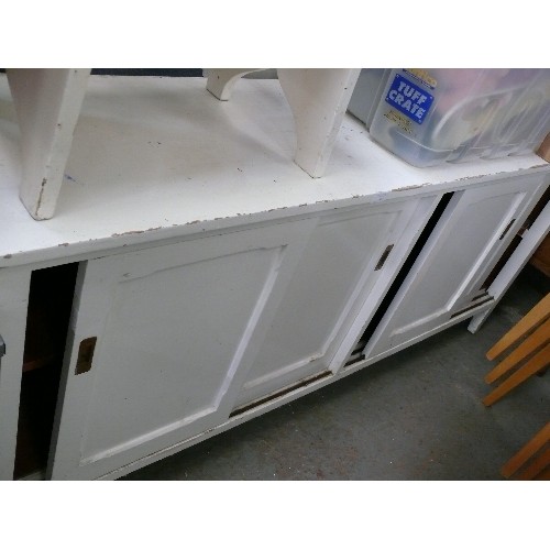 403 - PAINTED SIDEBOARD WITH SLIDING DOORS, IDEAL FOR RESTORATION OR JUST STORAGE