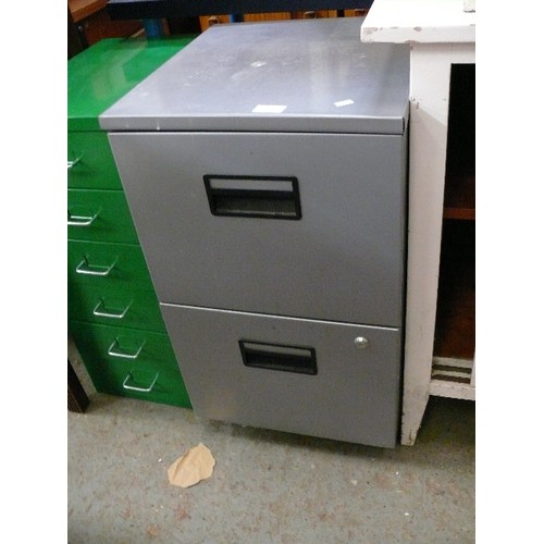 407 - GREY METAL 2 DRAWER  CABINET