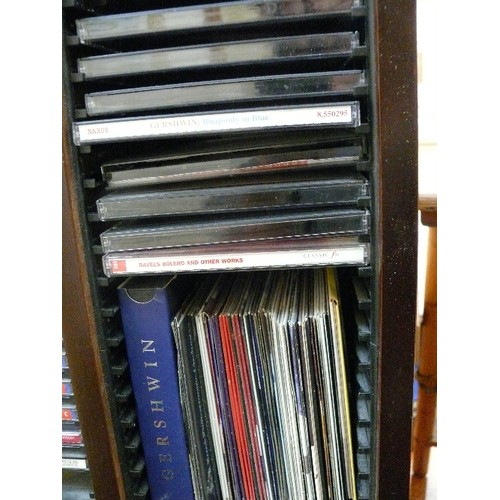 441 - MAHOGANY FINISH TABLE TOP CD HOLDER WITH CD CONTENTS