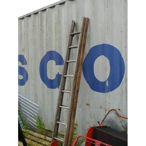 560 - DOUBLE EXTENDING WOODEN LADDER