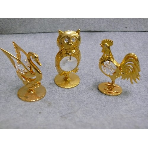 6 - 11 X 24ct GOLD PLATED CRYSTAL TEMPTATIONS CUT AUSTRIAN CRYSTAL ANIMALS - FROGS, DOLPHIN, OWL