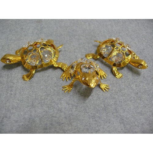 6 - 11 X 24ct GOLD PLATED CRYSTAL TEMPTATIONS CUT AUSTRIAN CRYSTAL ANIMALS - FROGS, DOLPHIN, OWL