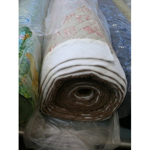 216 - A LARGE ROLL OF QUILTED TOILE DE JOUY FABRIC