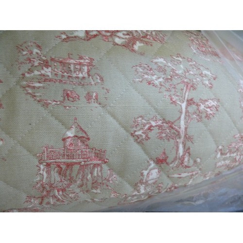 216 - A LARGE ROLL OF QUILTED TOILE DE JOUY FABRIC