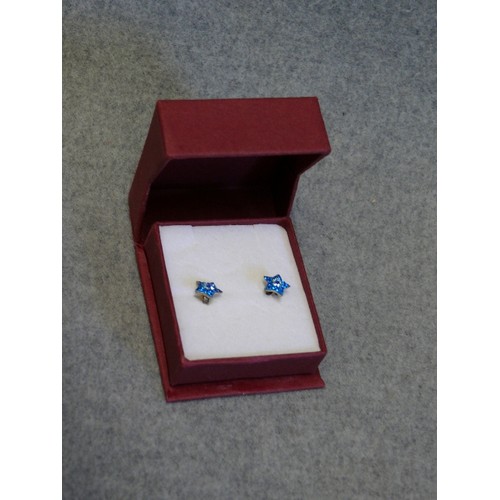 12 - A PAIR OF SILVER BLUE STAR EARRINGS