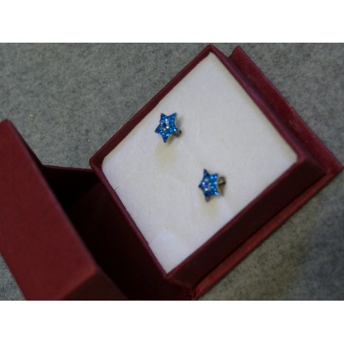 12 - A PAIR OF SILVER BLUE STAR EARRINGS