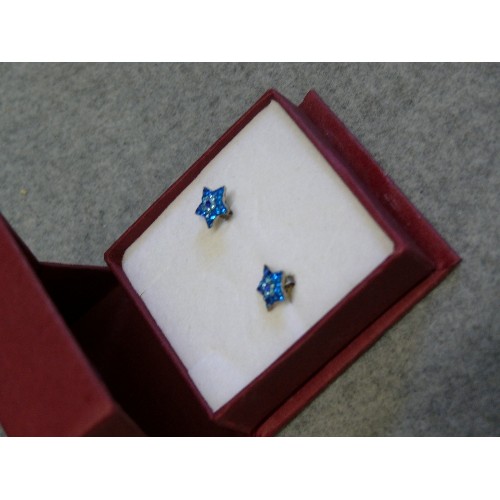 12 - A PAIR OF SILVER BLUE STAR EARRINGS