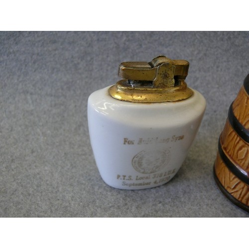 131 - 4 CERAMIC TANKARD STYLE TABLE LIGHTERS