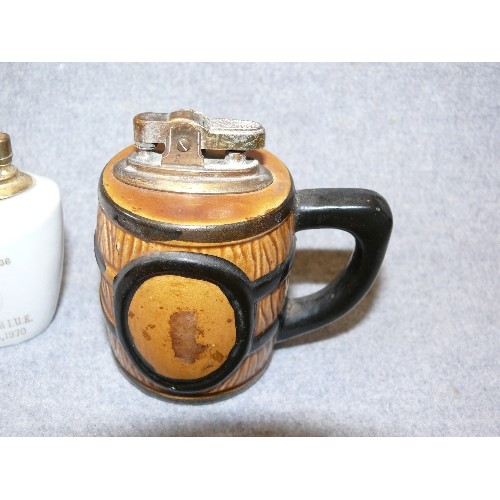 131 - 4 CERAMIC TANKARD STYLE TABLE LIGHTERS