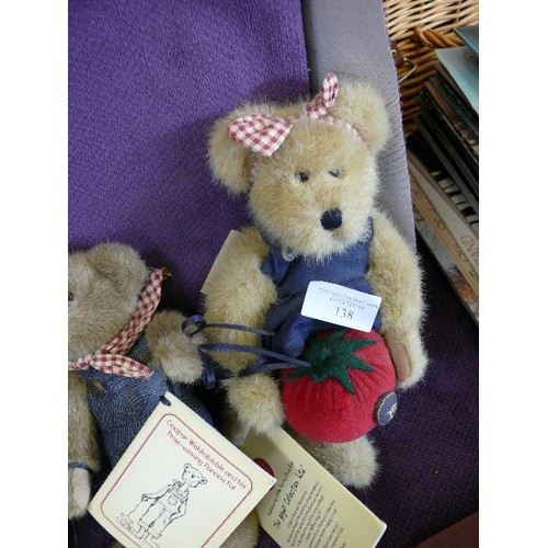 138 - 3 COLLECTABLE BOYDS BEARS, TO INCLUDE SERENDIPITY WISHKABIBBLE AND THE GIANT TOMATO, COOPER WISHKABI... 