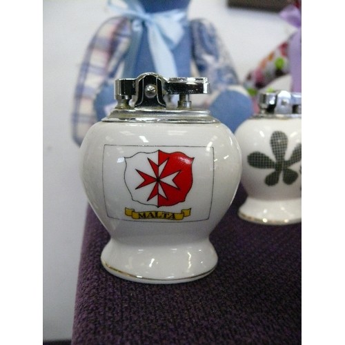 148 - 6 DECORATIVE CERAMIC TABLE LIGHTERS