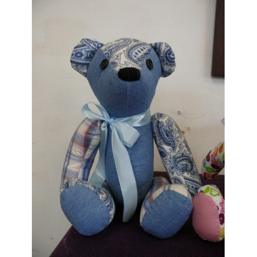 148B - 2 DECORATIVE PATCHWORK TEDDY BEARS