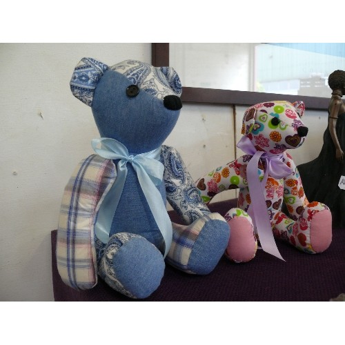 148B - 2 DECORATIVE PATCHWORK TEDDY BEARS