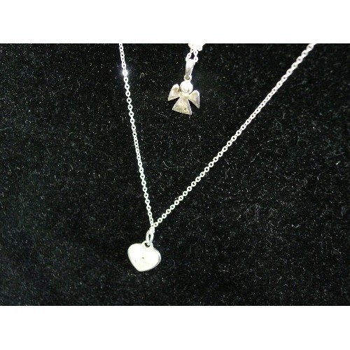 27 - 2 SOLID SILVER PENDANTS ON SILVER CHAINS