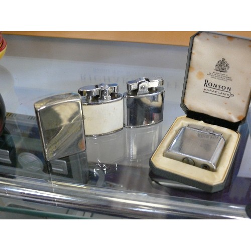 276 - A BOXED VINTAGE RONSON LIGHTER PLUS 3 FURTHER LIGHTERS