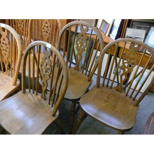 384 - SET OF 3 WHEEL BACK DINING CHAIRS