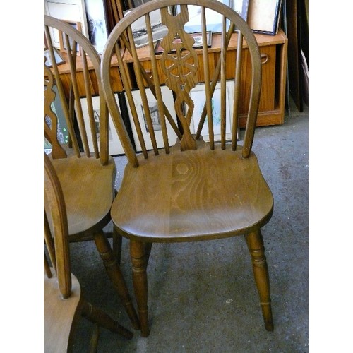 384 - SET OF 3 WHEEL BACK DINING CHAIRS