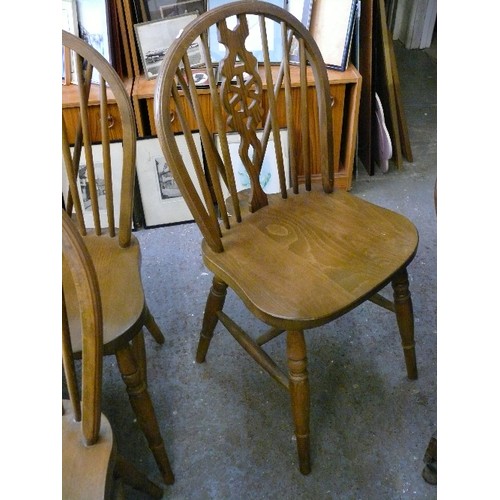 384 - SET OF 3 WHEEL BACK DINING CHAIRS