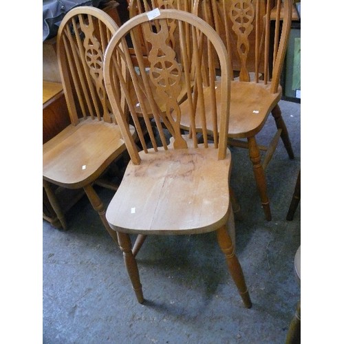 385 - SET OF 4 WHEEL BACK DINING CHAIRS