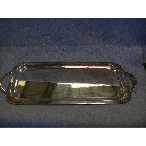 36 - A GRAND SET OF CAKE FORKS AND SERVER ON A SANDWICH SERVING TRAY BOTH IN S/PLATE