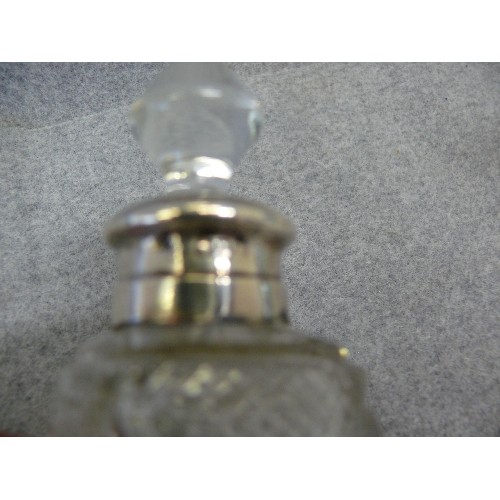 47 - TWO SILVER TOPPED CUT GLASS SCENT BOTTLES FOR DRESSING TABLE