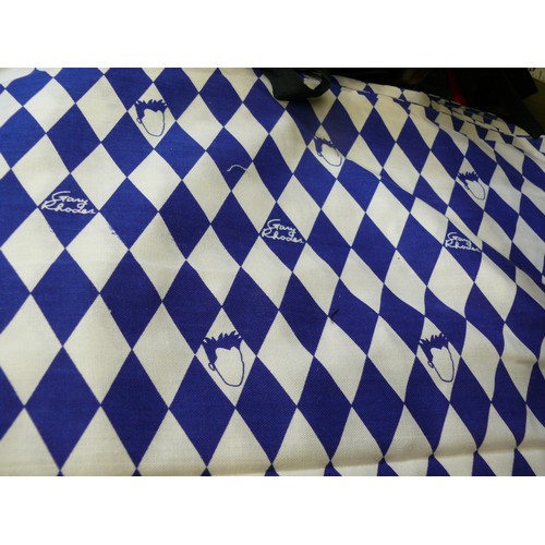 349J - LARGE QUANTITY OF GARY RHODES BLUE AND WHITE DIAMOND FABRIC PIECES 55CM X 70CM