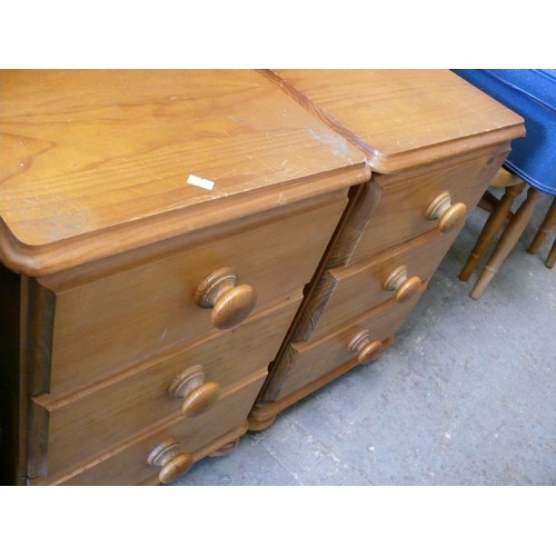 388 - PAIR OF 3 DRAWERS PINE BEDSIDE CHESTS