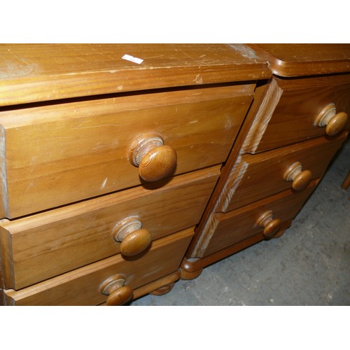 388 - PAIR OF 3 DRAWERS PINE BEDSIDE CHESTS