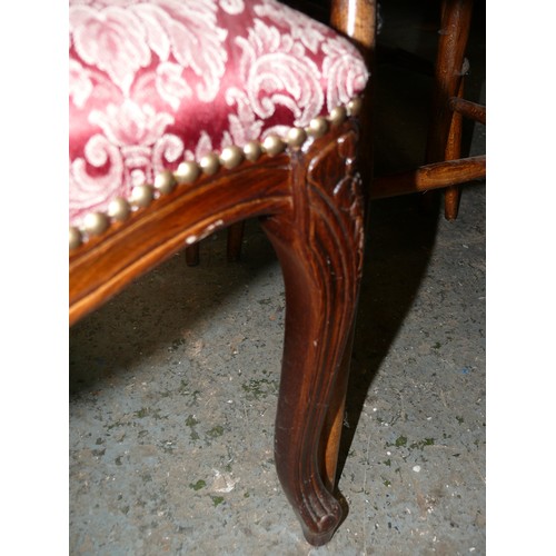 396 - BAROQUE FRENCH INSPIRED ARMCHAIR, BEAUTIFULLY UPHOLSTERED