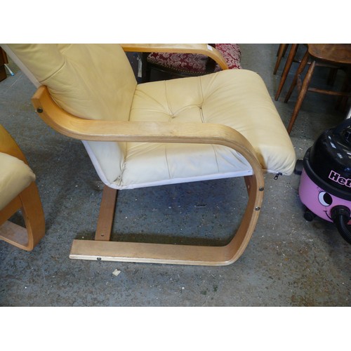 397 - PAIR OF CREAM LEATHER BENTWOOD CONTEMPORARY CHAIRS