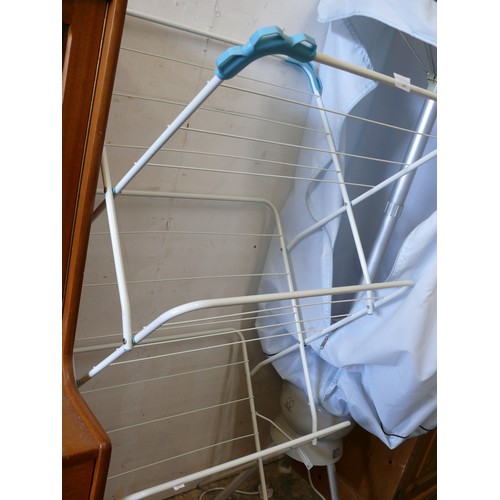 409 - ELECTRIC HEATED CLOTHES DRYER WITH COVER PLUS A METAL FOLDING CLOTHES AIRER