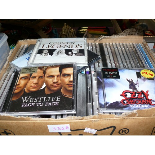 386 - 2 BOXES OF CD'S  - JAZZ, THE HOLLIES, WESTLIFE, COUNTRY LEGENDS, OZZY OSBOURNE PLUS A QUANITY OF DVD... 