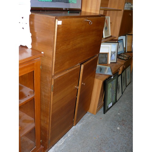 405 - MID CENTURY TEAK WRITING CUPBOARD